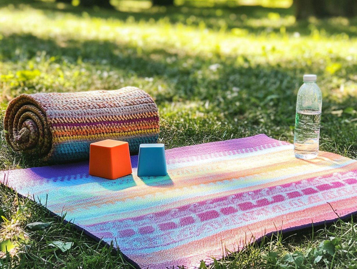 Image illustrating essential outdoor yoga accessories