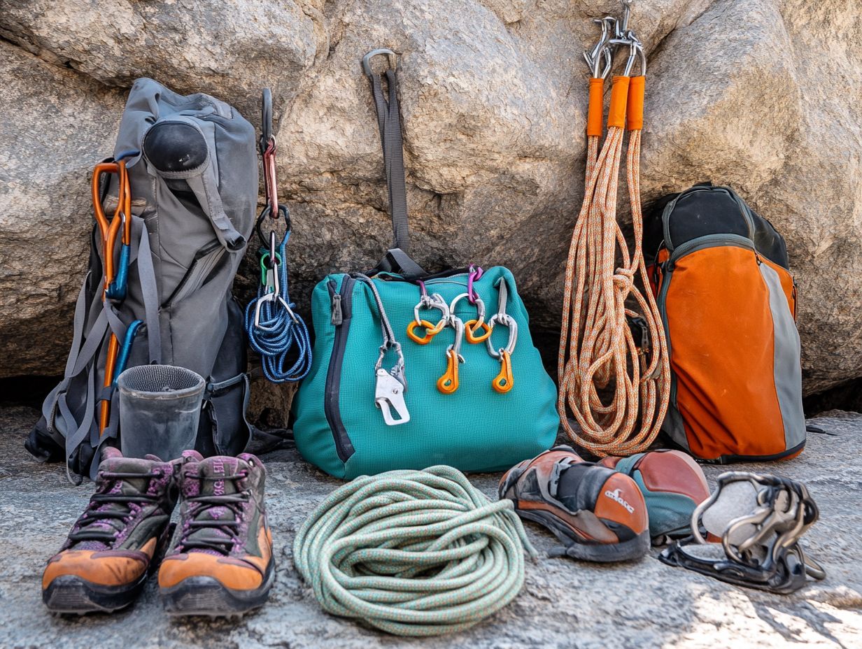 Image of various climbing quickdraws