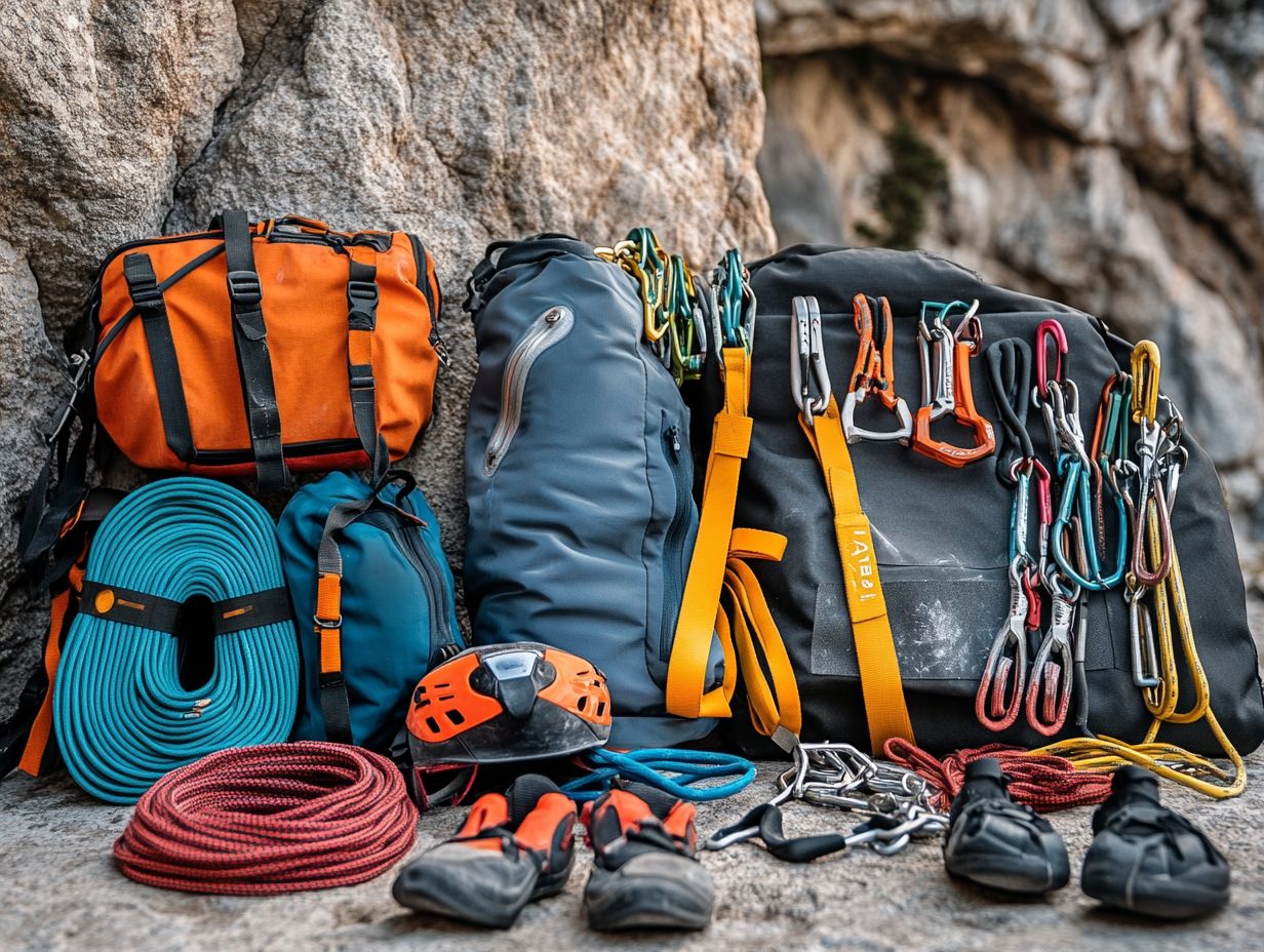 Climbing Backpack - Osprey Zealot 45 with essential outdoor gear