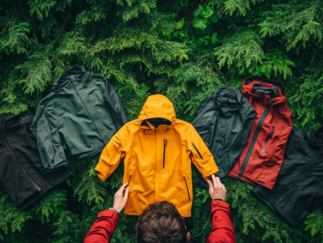 A variety of accessories for outdoor clothing, including hiking socks and navigation tools.