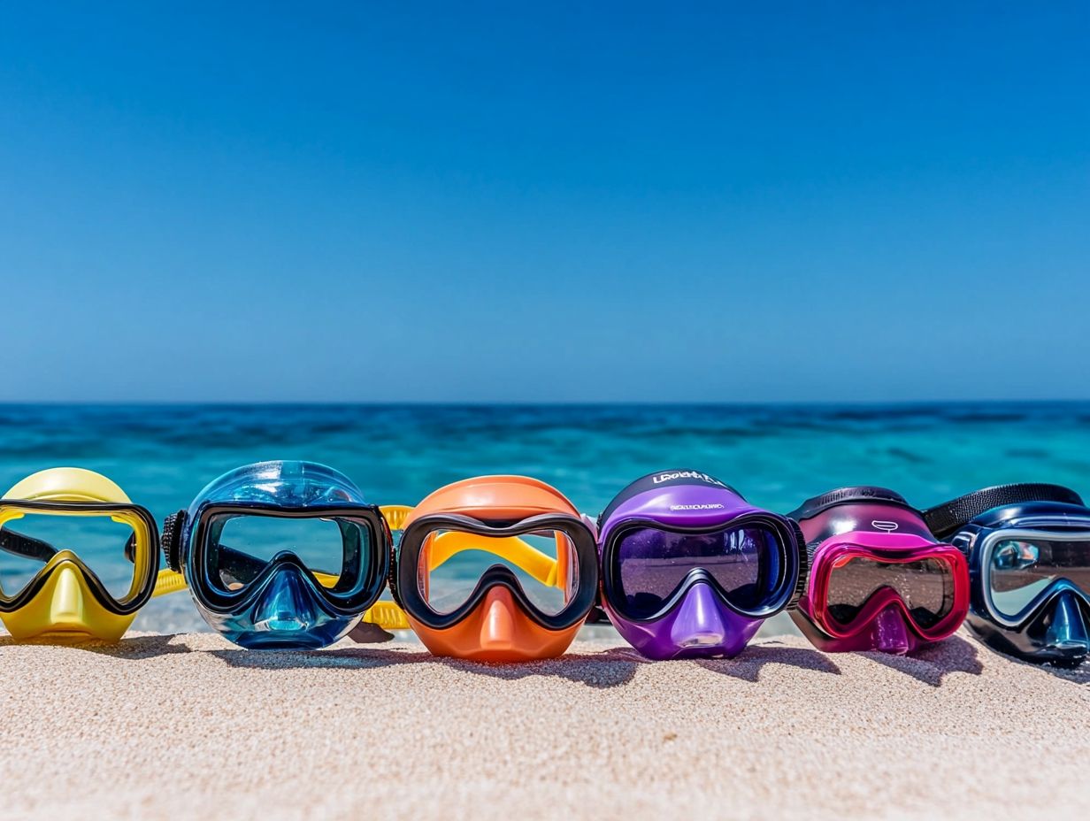 A person testing the fit of a snorkeling mask on their face.