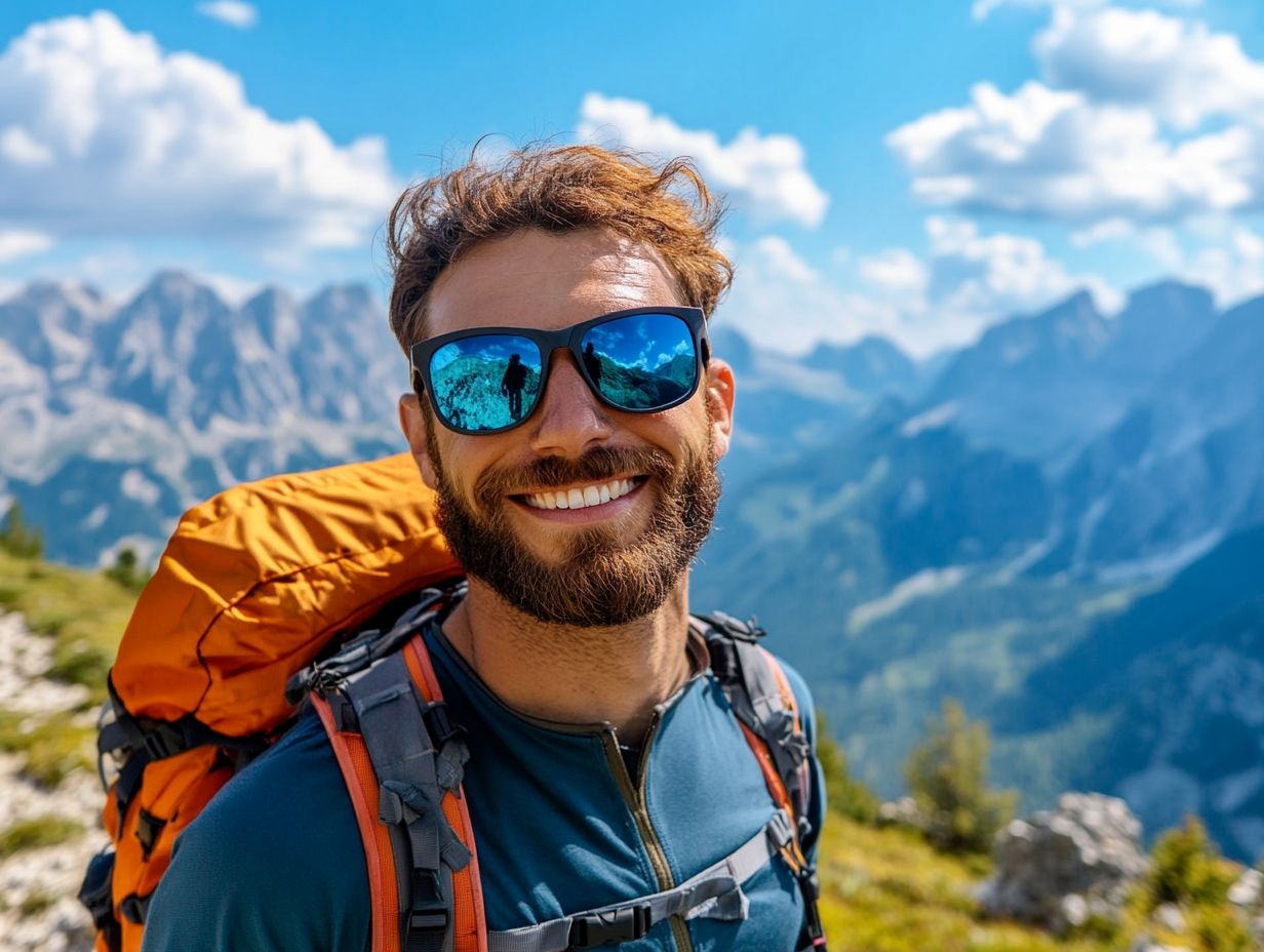 High-quality hiking sunglasses showcasing lens types and features