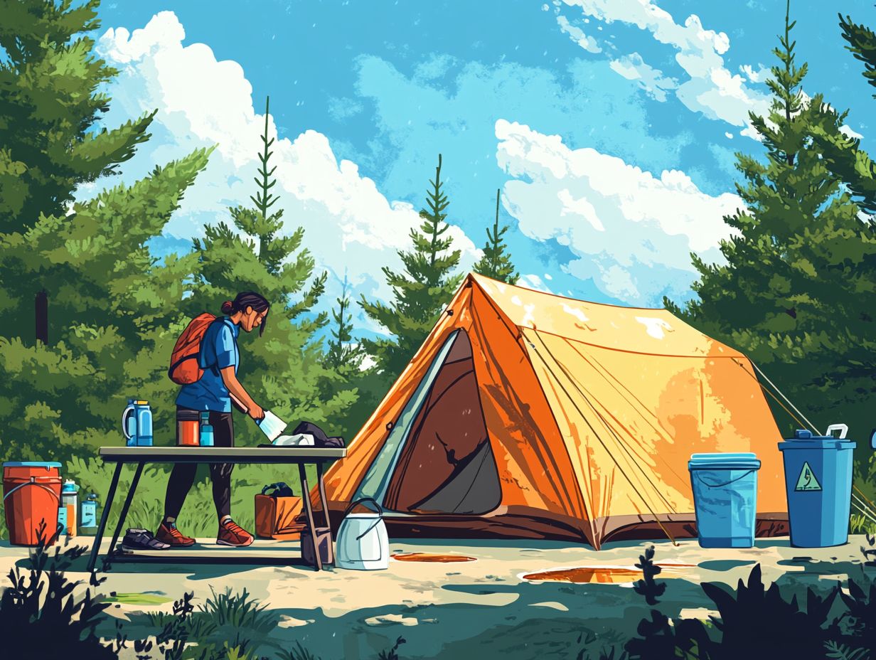 Illustration of cleaning camping equipment