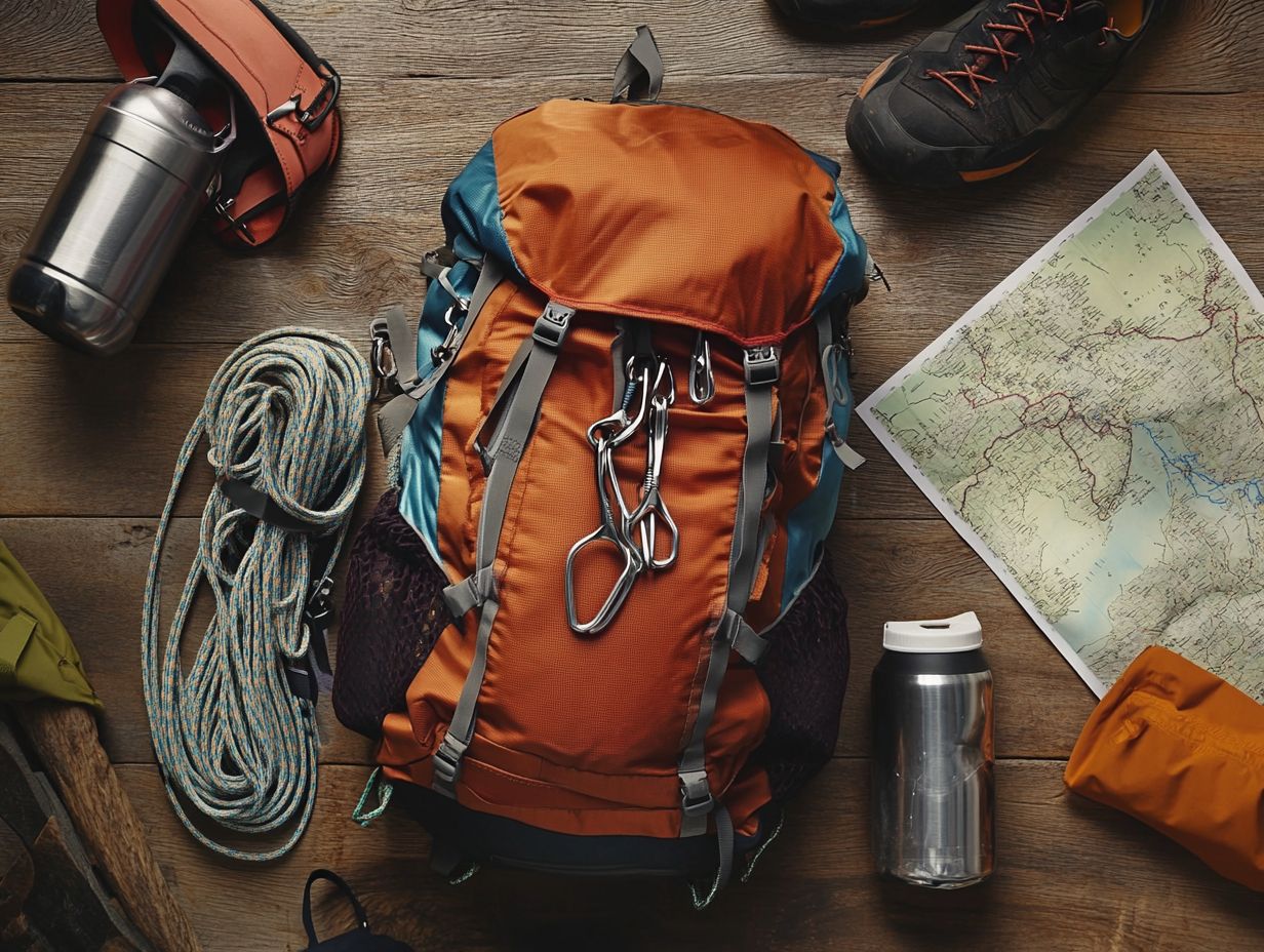 An adventurer selecting the right backpack for climbing.