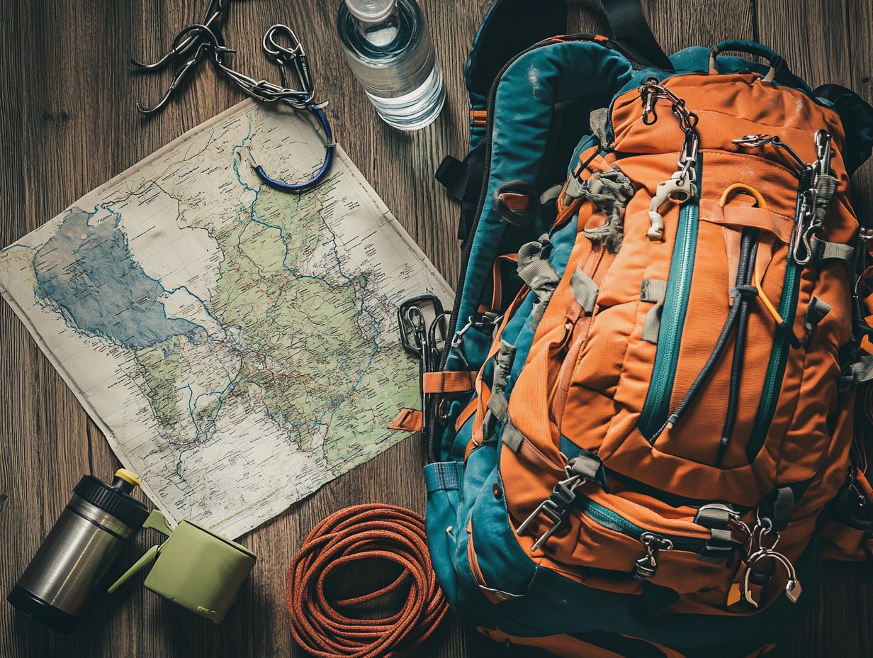 An adventurer selecting the right backpack for climbing.