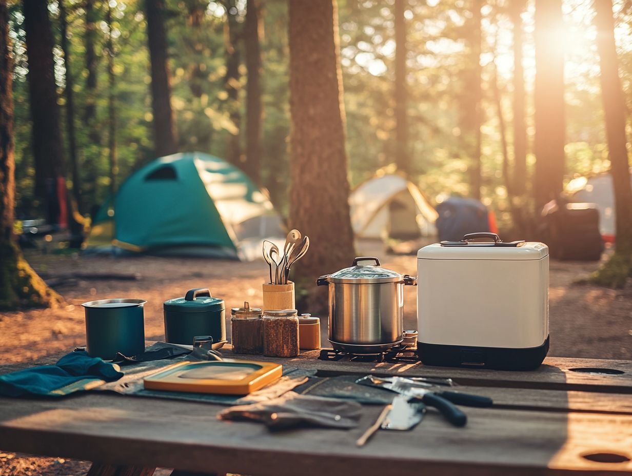 A variety of cooking accessories for camping