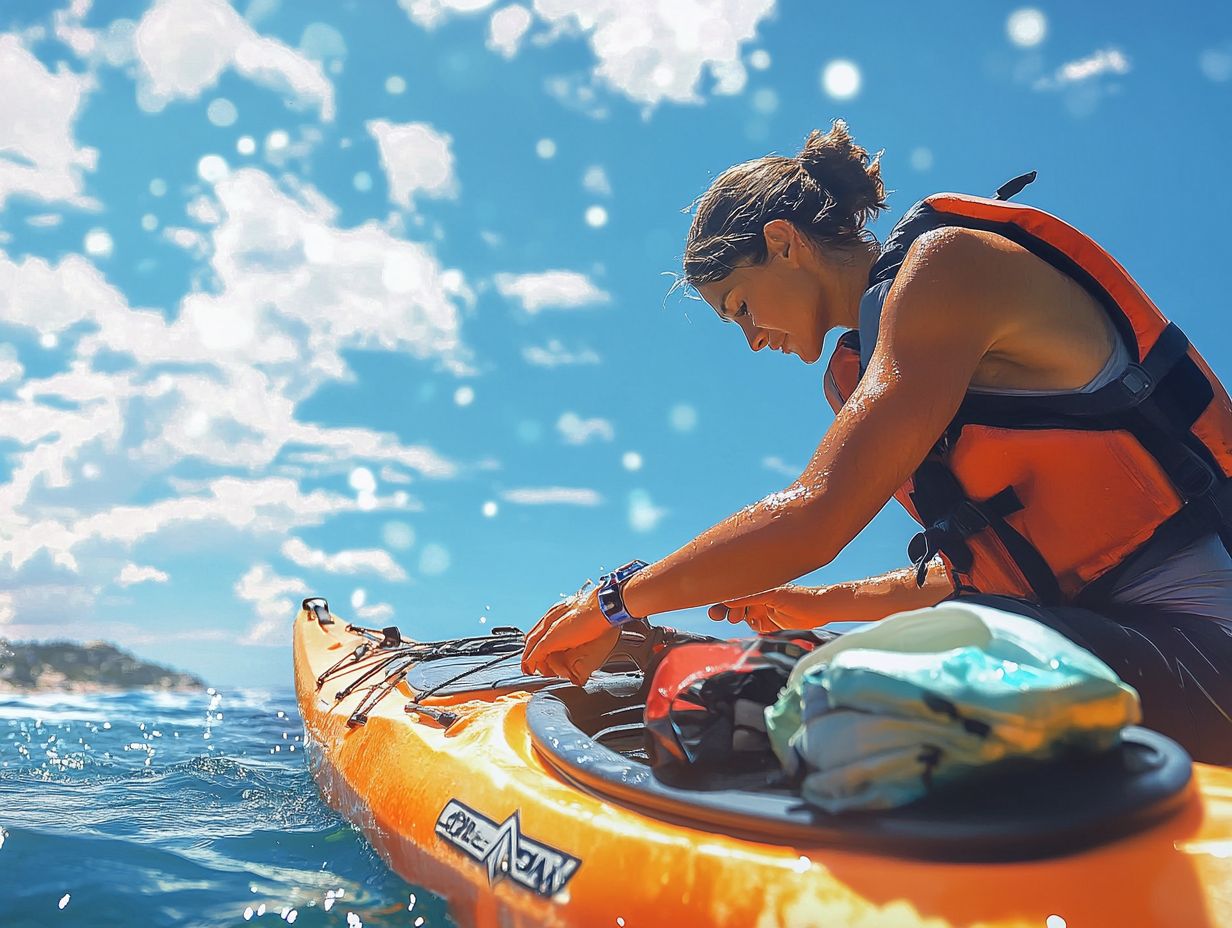 Essential items for preparing a water sports competition including wetsuit, towel, and sunscreen.