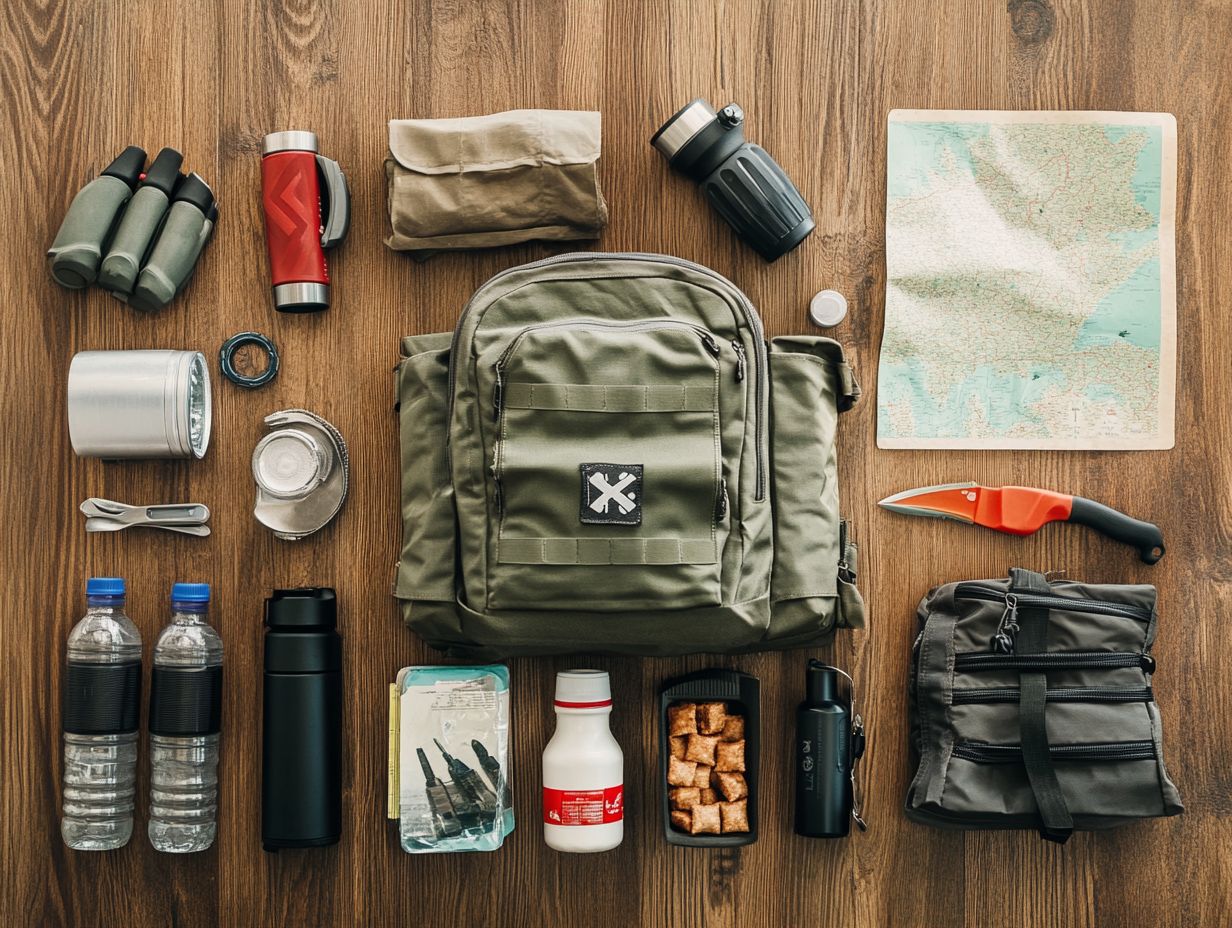 A family practicing emergency drills and maintaining survival gear