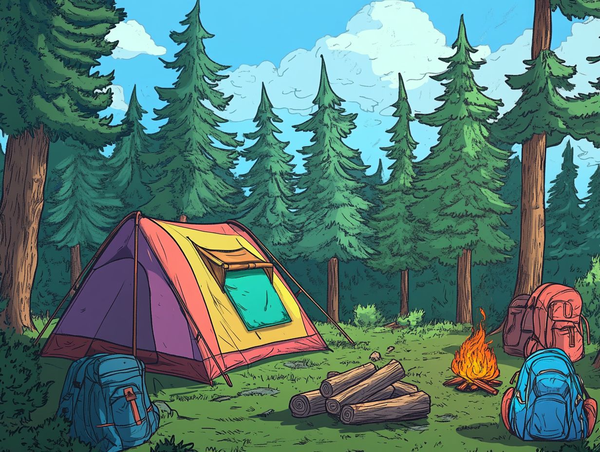 An illustration on how to choose the perfect campsite location.