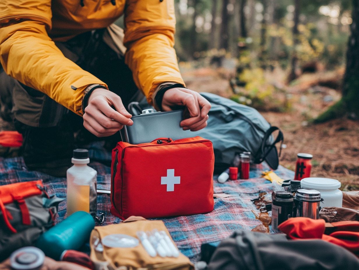 Image of a first aid kit used during outdoor activities.