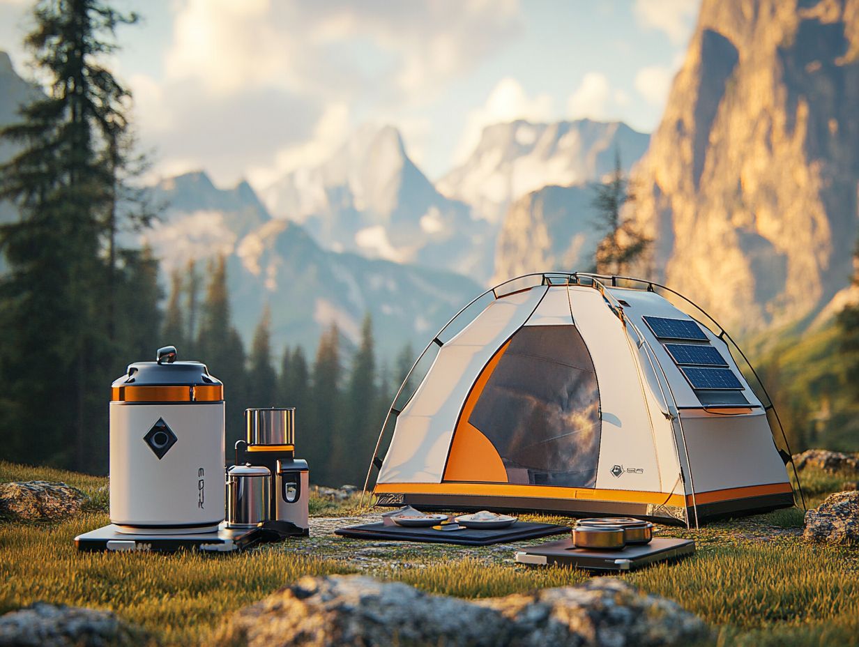 Portable camping stove set up in nature