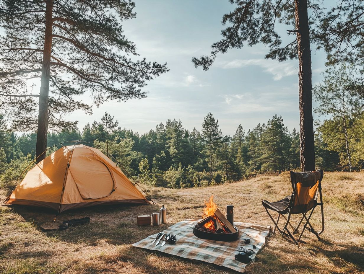 What are some essential outdoor accessories for minimalist camping and camping comfort?