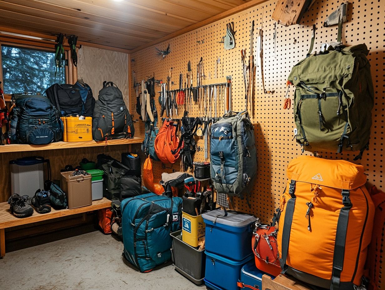 Illustration of outdoor gear storage solutions