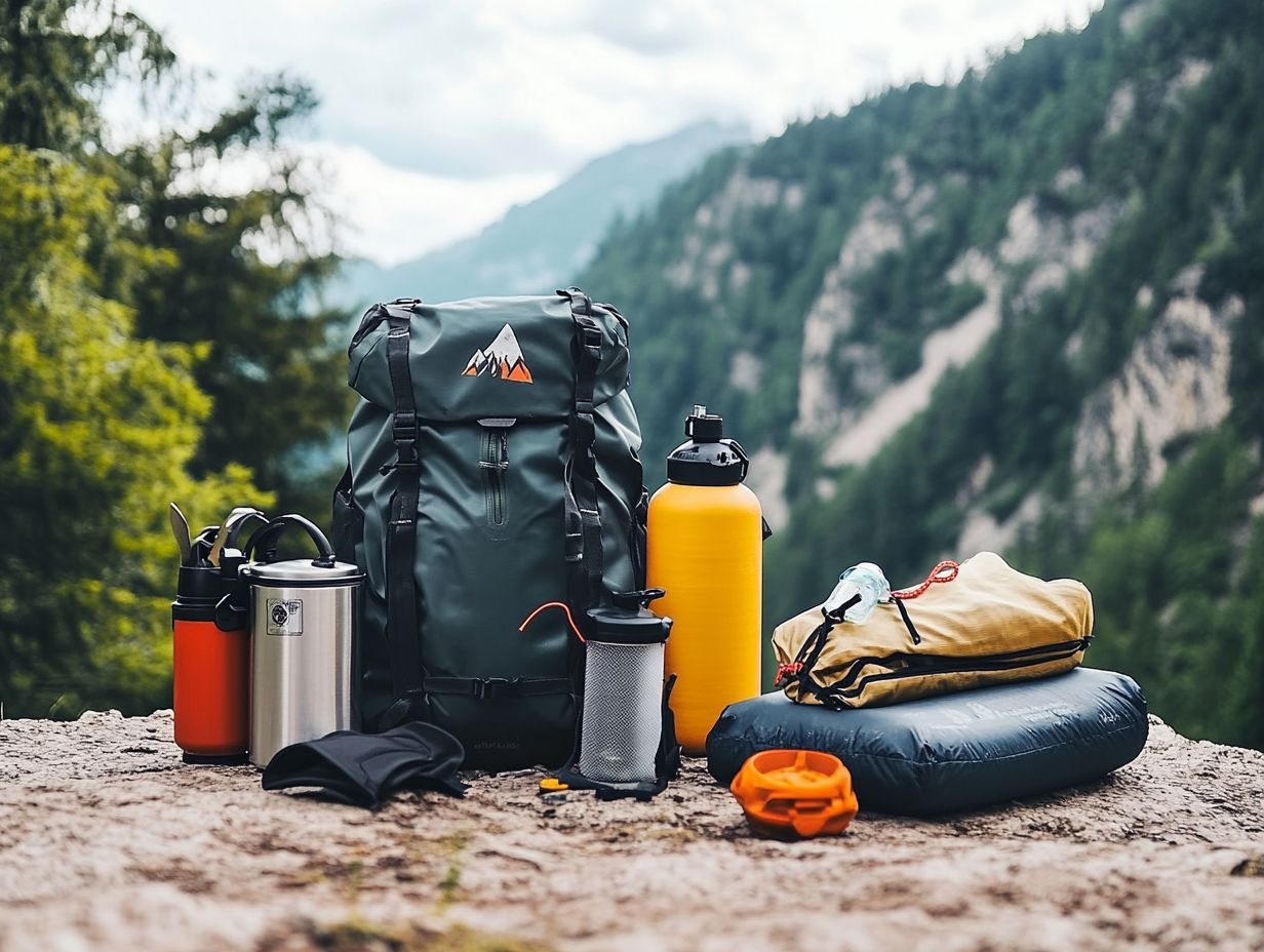 Illustration of essential survival gear for long-distance hikers