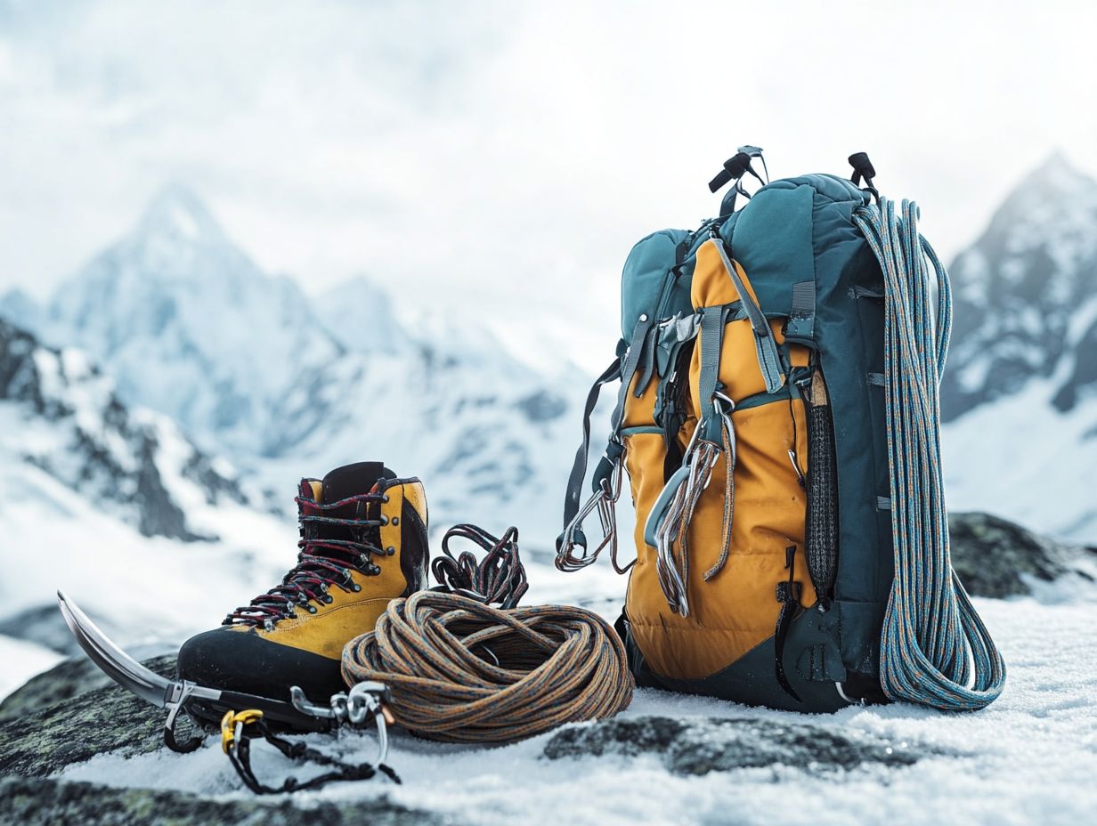 Infographic of key takeaways for alpine climbing gear