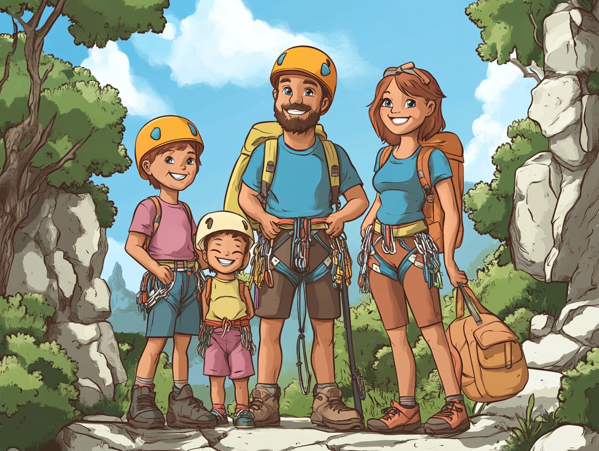 Image depicting various climbing gear for family outings