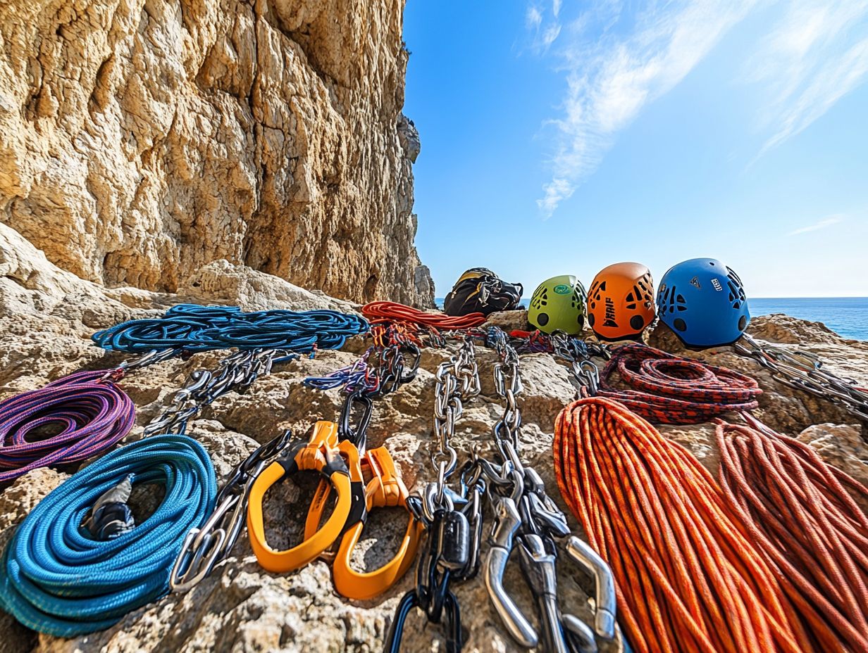 A climber using a dynamic rope for safety on a multi-pitch climb.