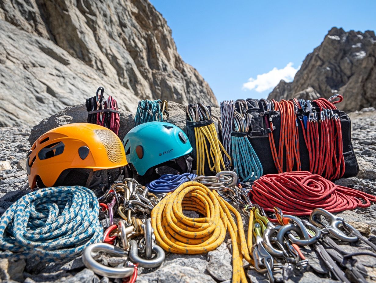 A climber using a headlamp on a mountain at dusk.