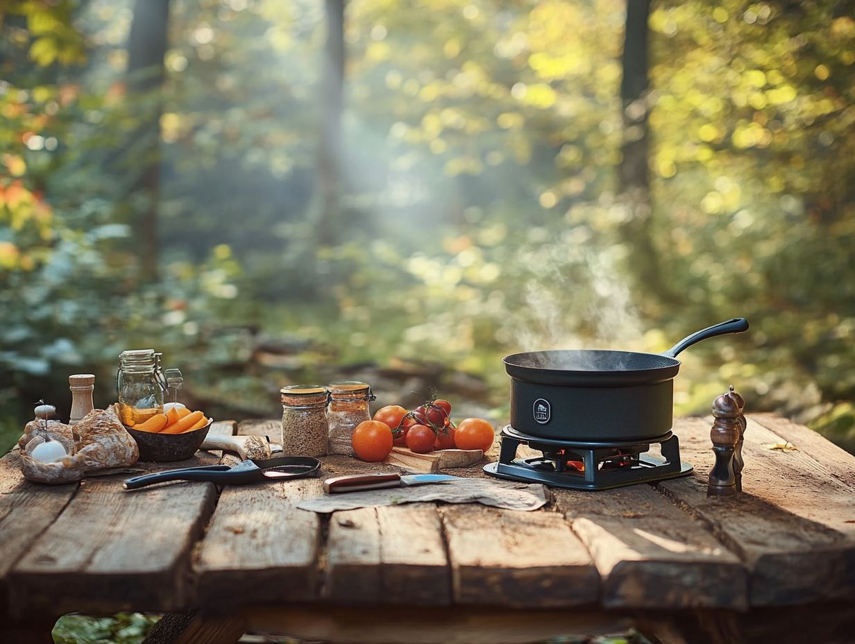 An image showcasing lightweight and portable cooking tools for survival situations.