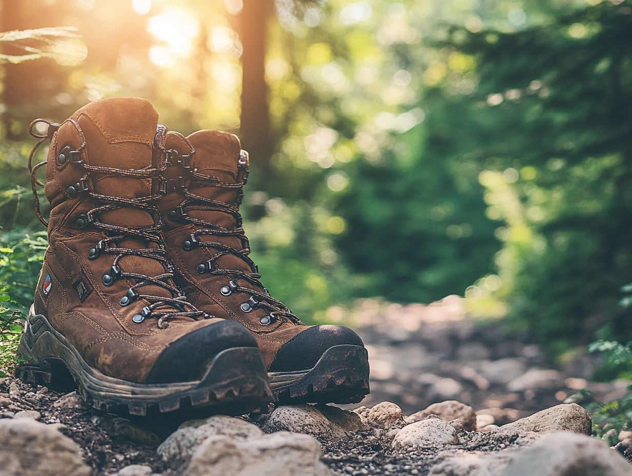 A variety of hiking boots for different terrains.