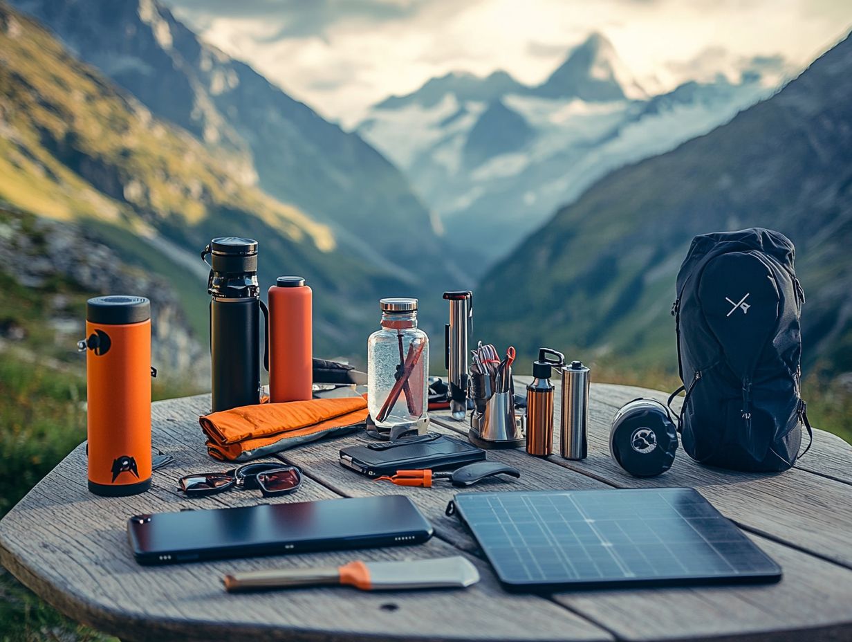 A collection of popular outdoor gadgets and accessories for camping trips