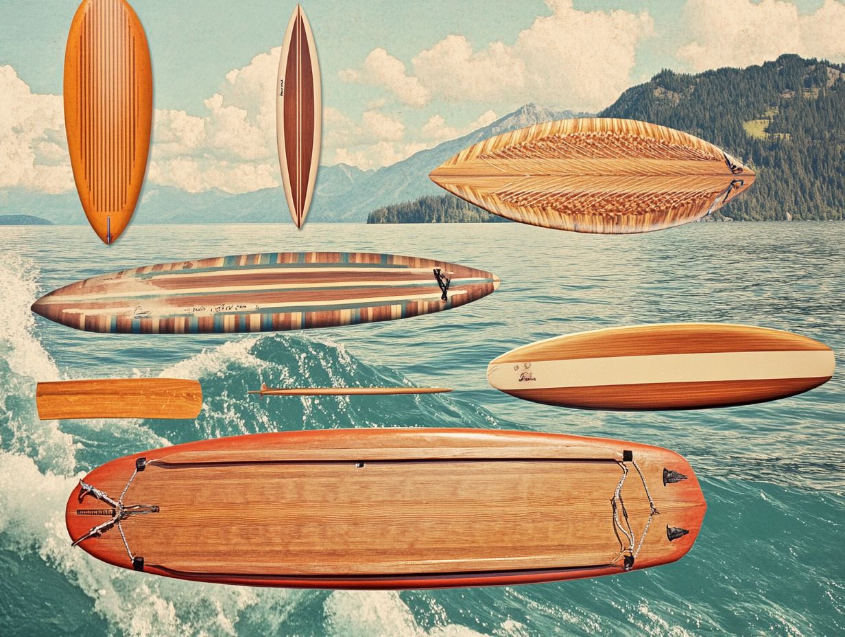 Illustration of the evolution of water sports equipment