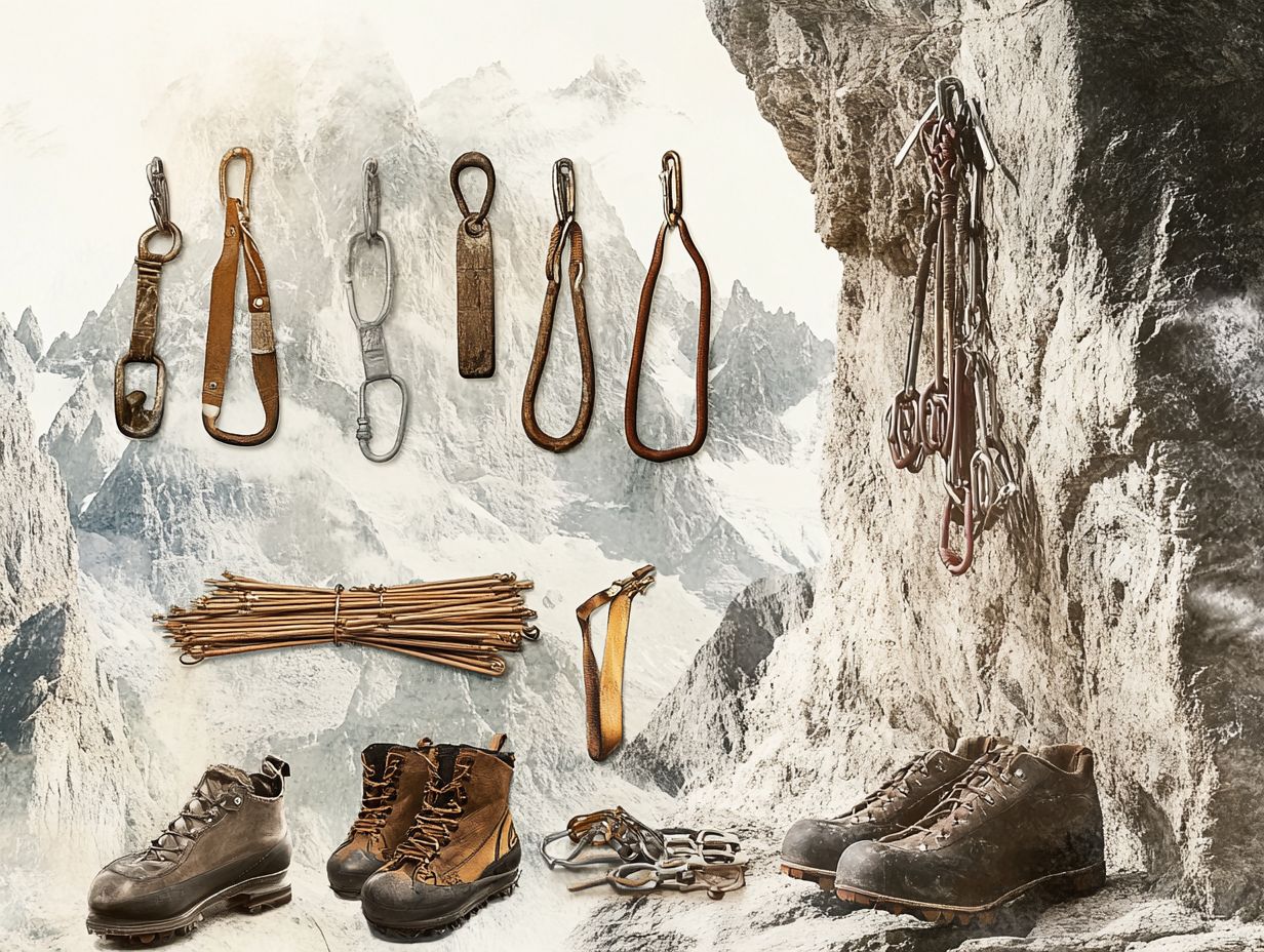 An overview of notable climbing equipment innovations showcasing safety and performance.