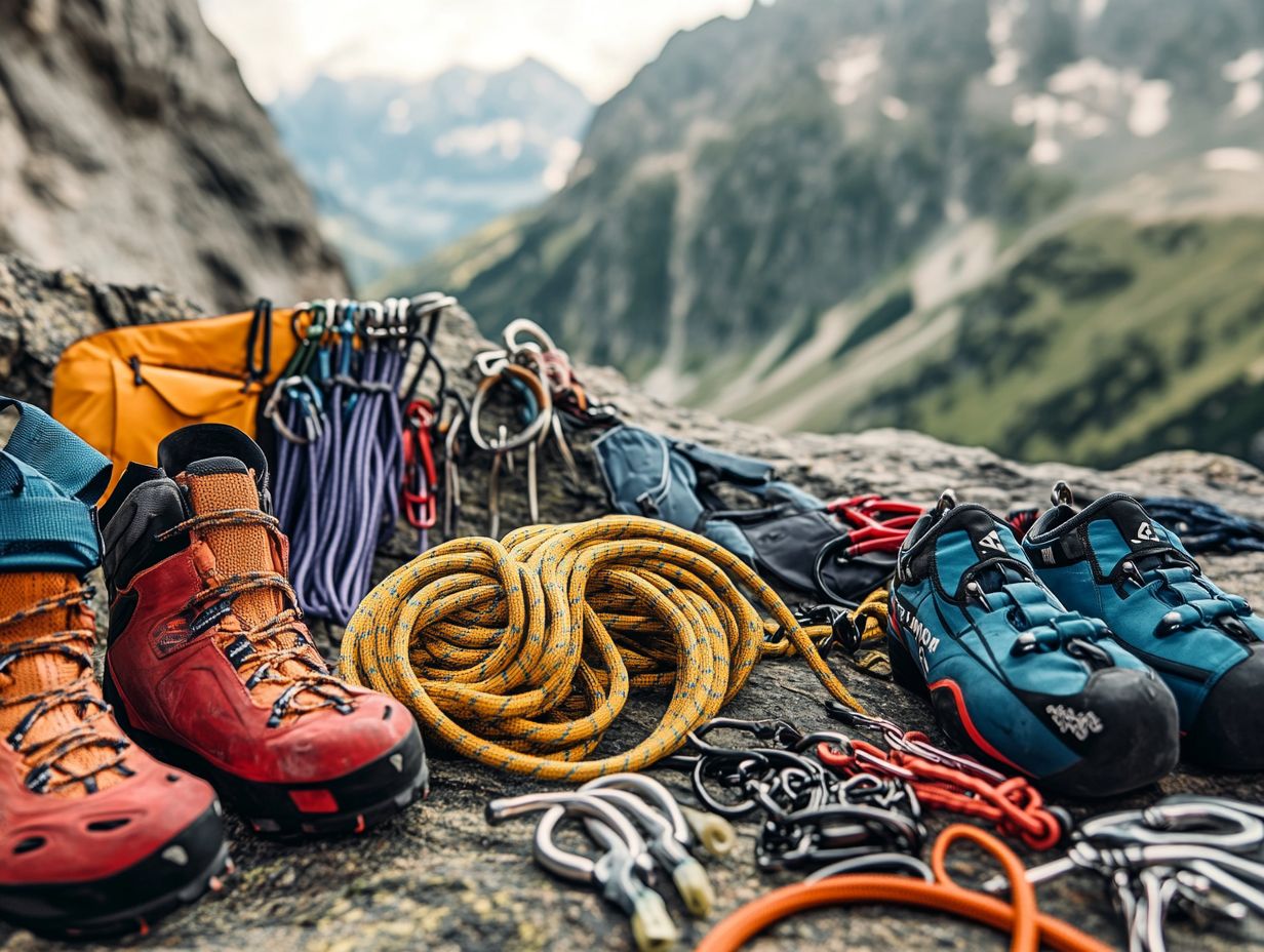 Mountain Hardwear climbing gear displayed