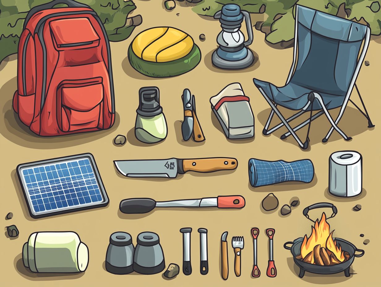 Illustration of top 10 must-have camping accessories