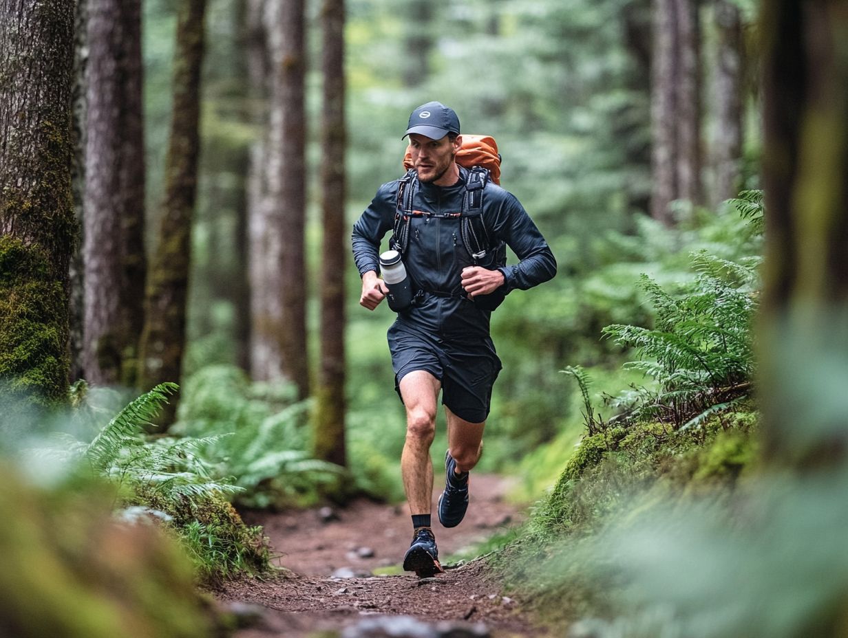 Image showcasing trail running attire for various weather conditions