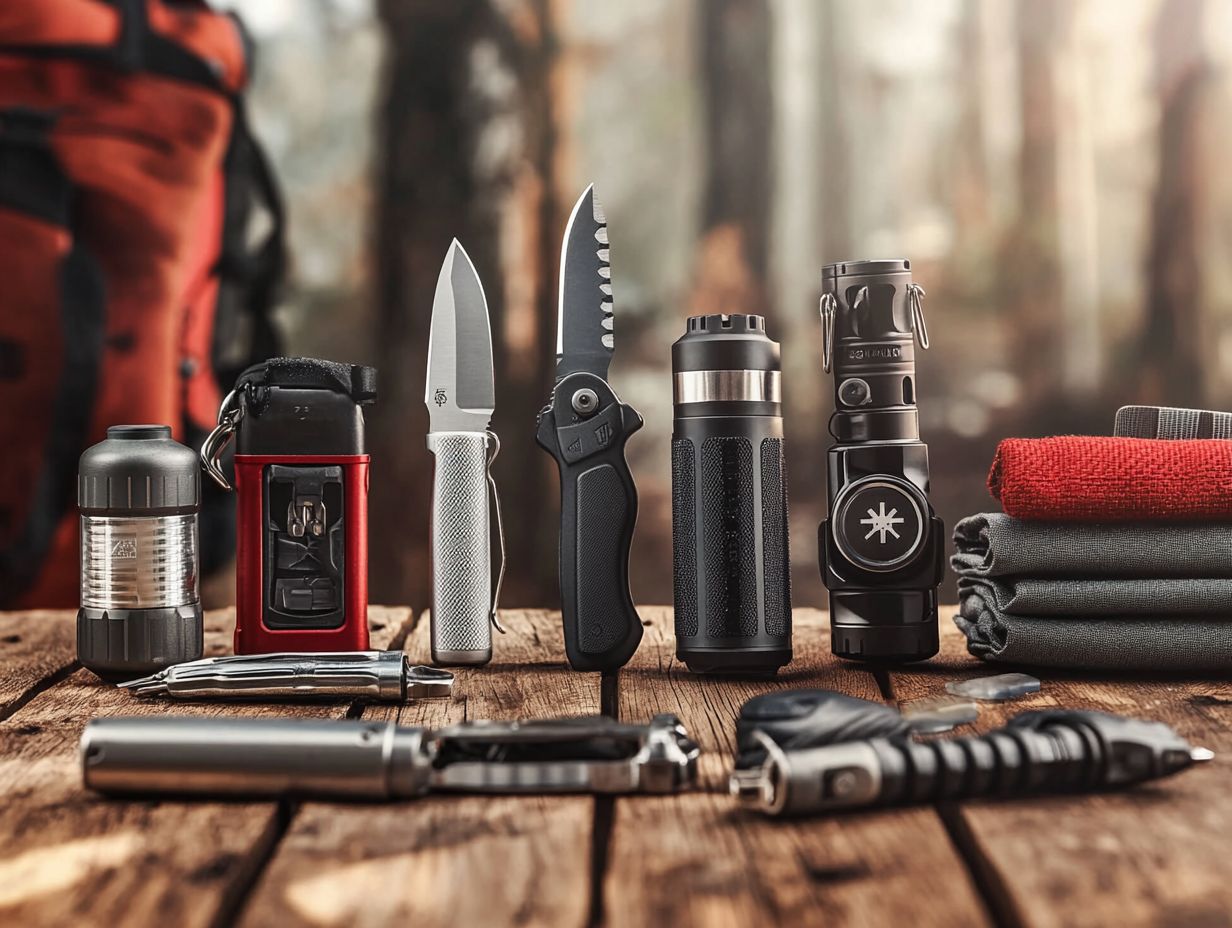 What types of survival gear are typically rated and what do the ratings mean?