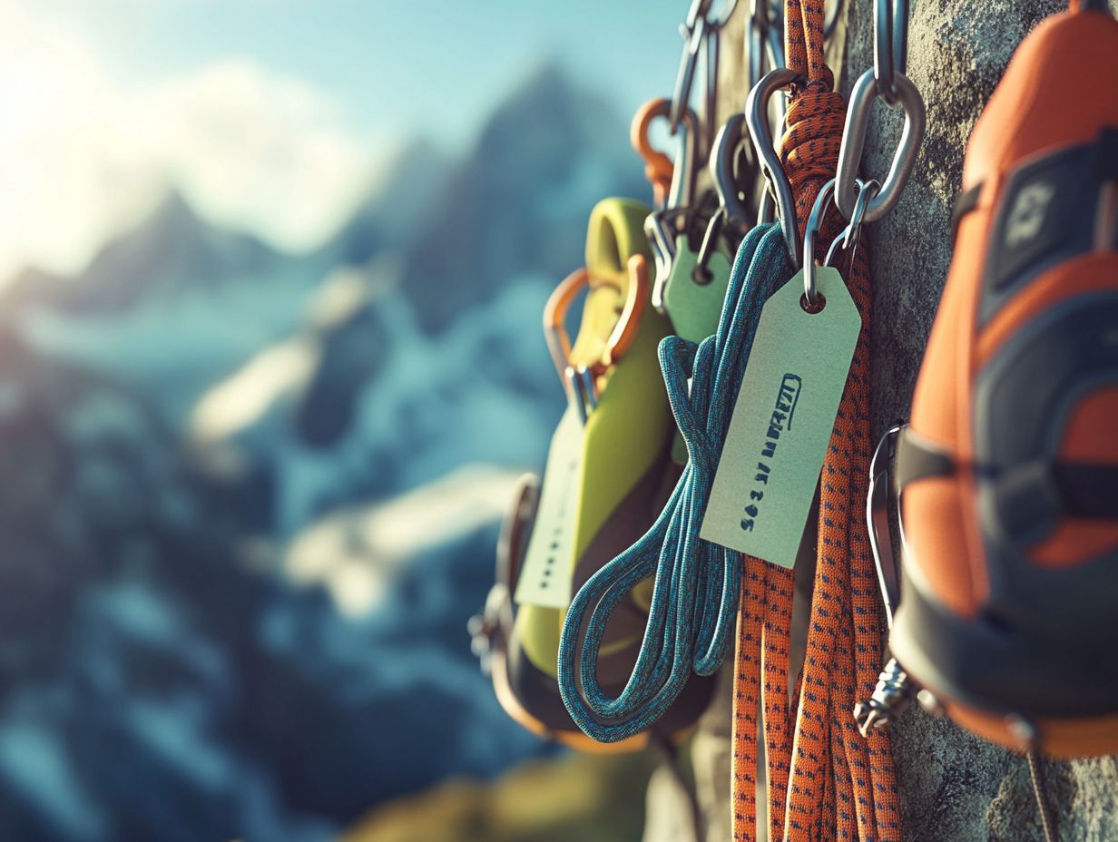 A climber comparing prices on climbing gear