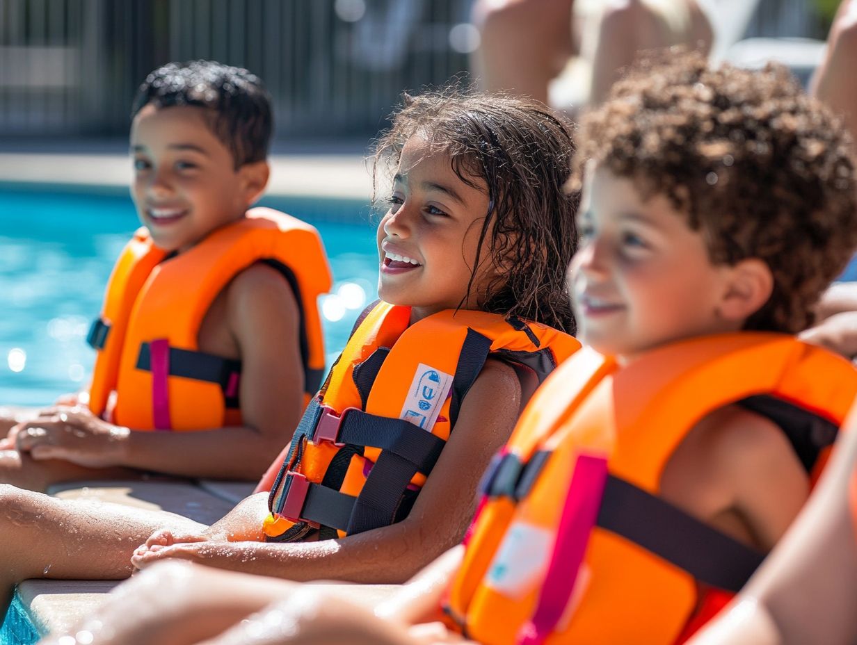 Children enjoying beach safety measures.