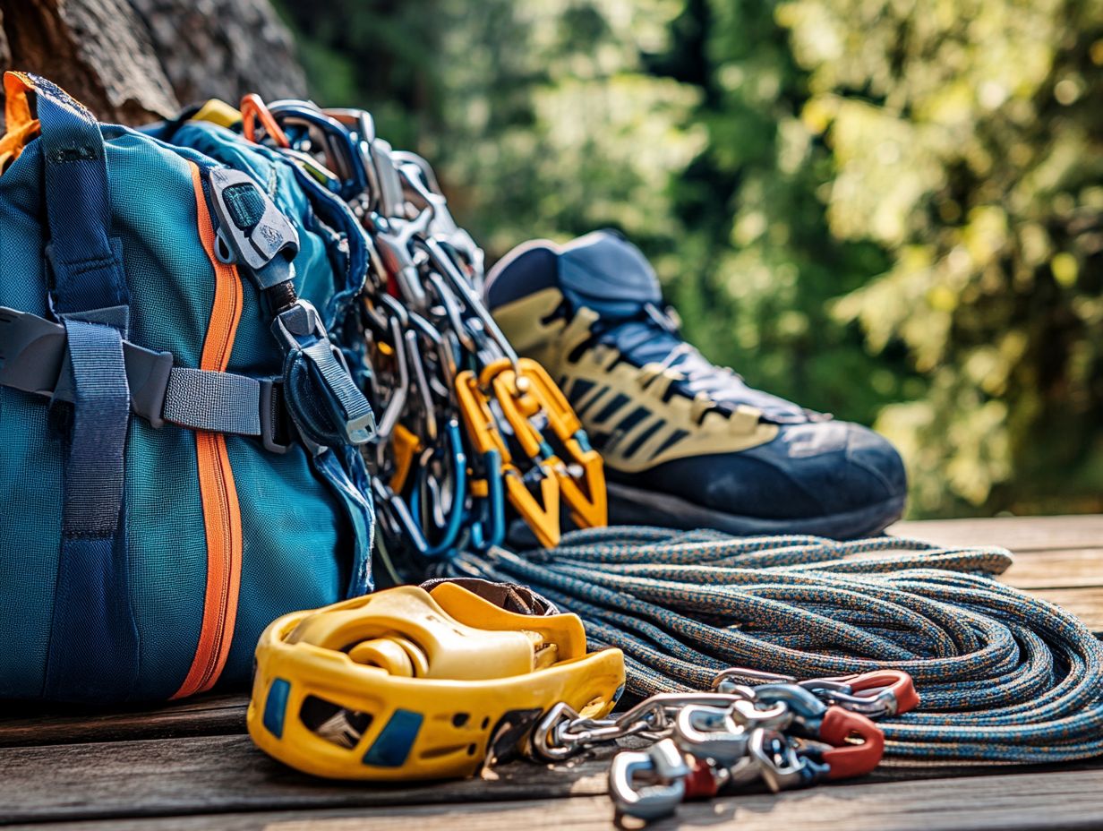 Illustration showing different types of climbing ropes