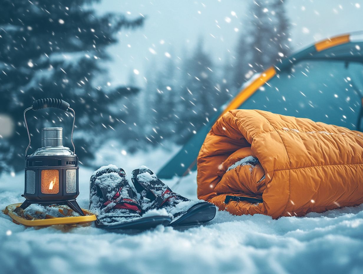 A collection of essential gear for a safe and enjoyable winter camping experience