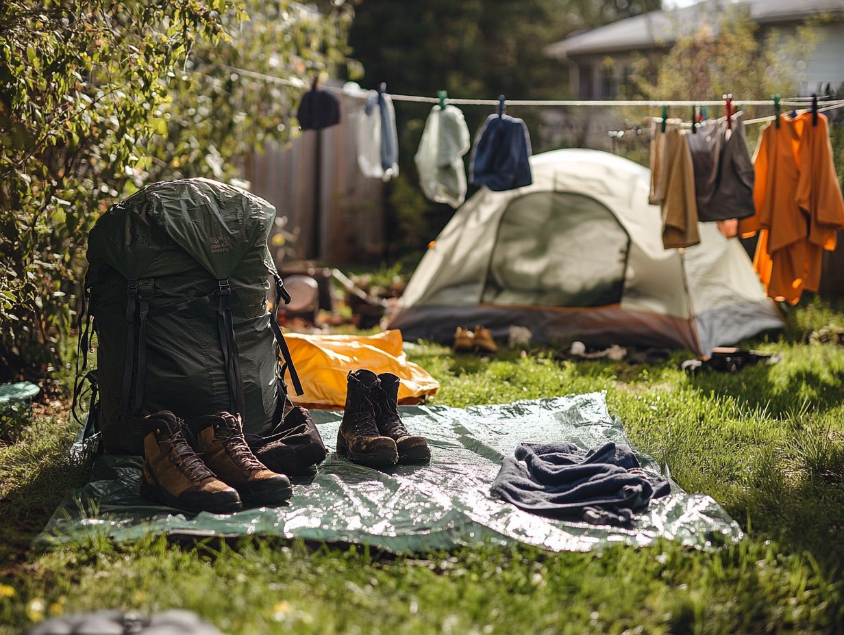 Illustration of key takeaways for drying outdoor gear