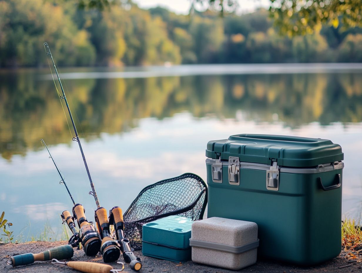 A variety of fishing gear displayed for selection